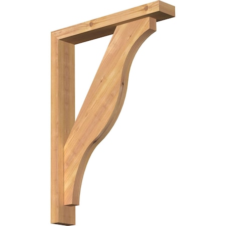 Ekena Millwork Funston Block Smooth Bracket w/ Offset Brace, Western Red Cedar, 3 1/2"W x 20"D x 28"H BKT0402X20X28FST05SWR